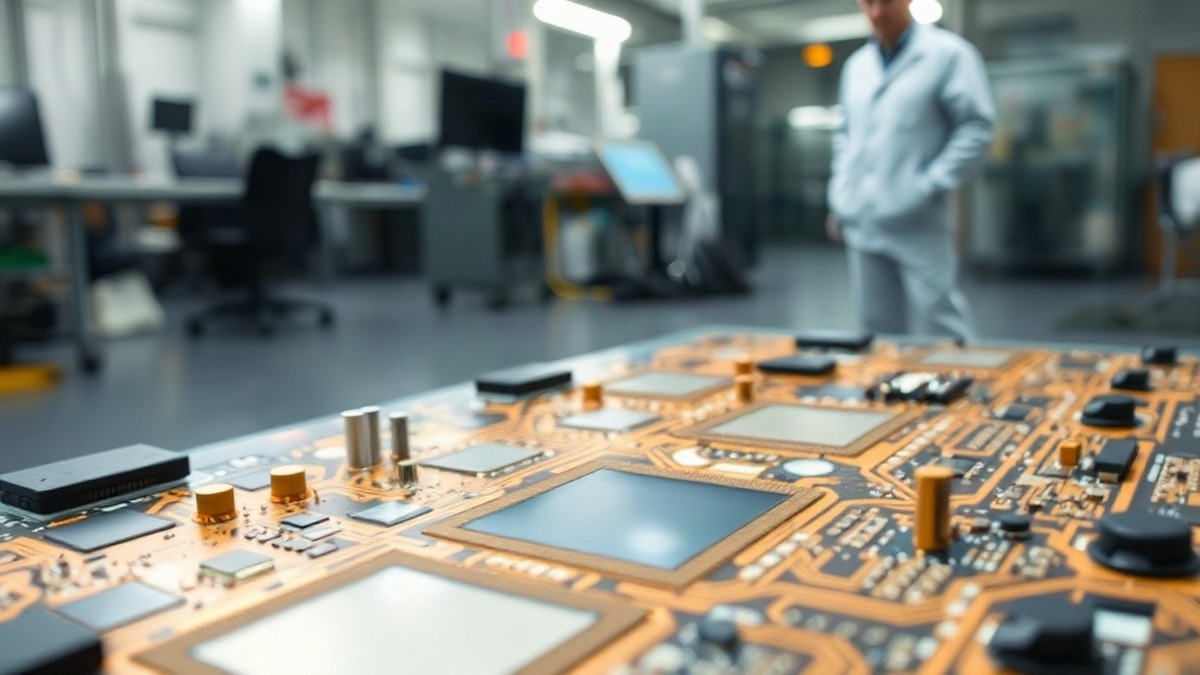 Silicon wafer macro in a semiconductor fab cleanroom. Photo: The Signal / AI-generated.
