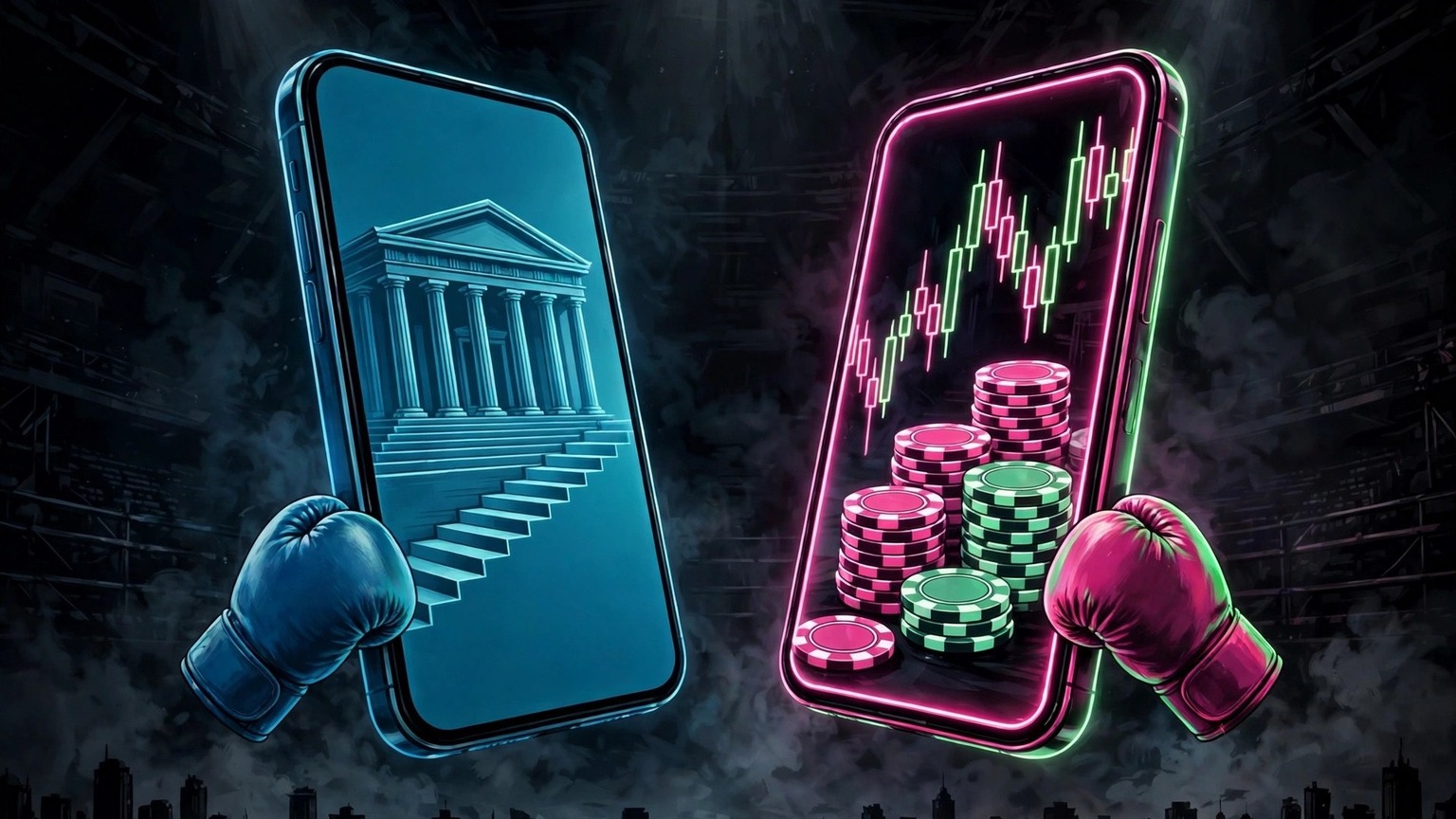 Same $1.4 billion quarter, different business: a bank compounding deposits versus a casino with an exchange attached.