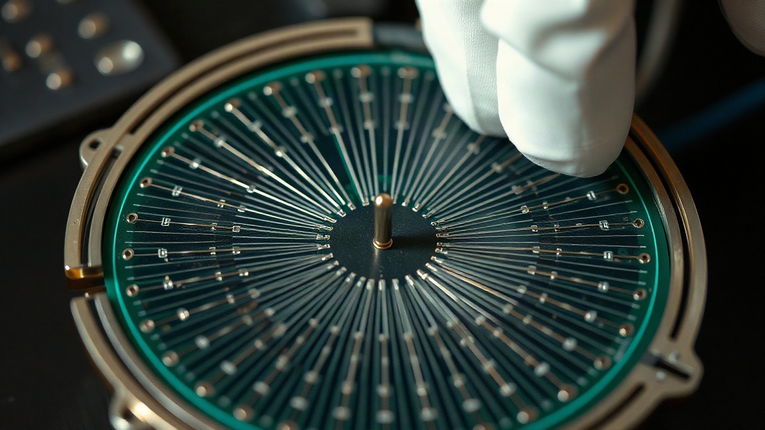 A probe card, the interface that touches a wafer to test each die. Teradyne sells the systems that use them. Photo: The Signal